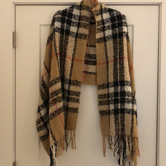 Tan Black & Red Plaid Scarf - Picture 2 of 5
